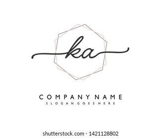 initials letter KA handwriting logo vector template