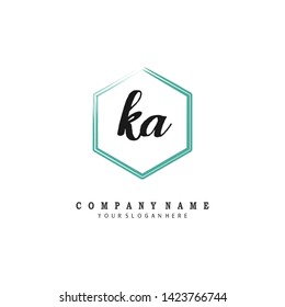 initials letter KA  handwriting logo vector template