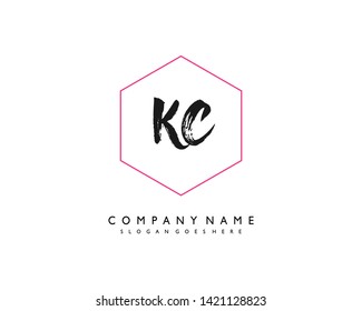 initials letter KC handwriting logo vector template