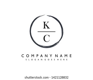 initials letter KC handwriting logo vector template