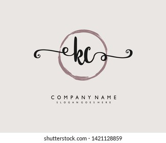 initials letter KC handwriting logo vector template