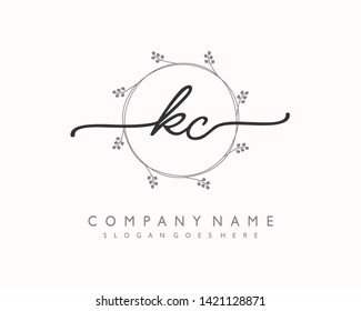 initials letter KC handwriting logo vector template