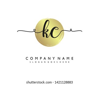 initials letter KC handwriting logo vector template
