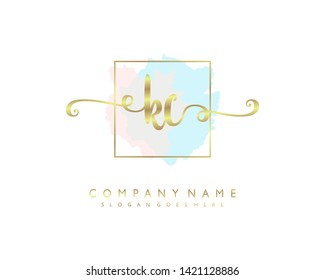 initials letter KC handwriting logo vector template
