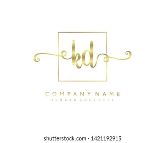 initials letter KD handwriting logo vector template