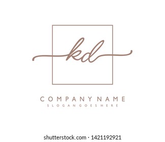 initials letter KD handwriting logo vector template