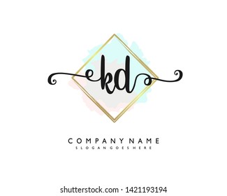 initials letter KD handwriting logo vector template