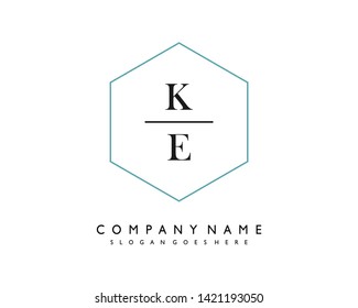 initials letter KE handwriting logo vector template