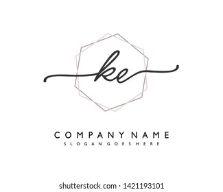 initials letter KE handwriting logo vector template
