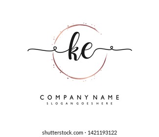 initials letter KE handwriting logo vector template