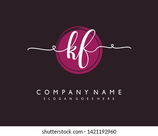 initials letter KF handwriting logo vector template
