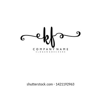 initials letter KF handwriting logo vector template