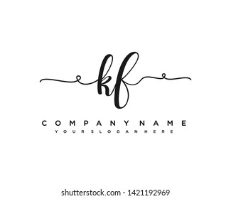 initials letter KF handwriting logo vector template