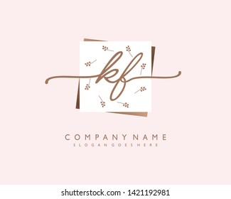 initials letter KF handwriting logo vector template