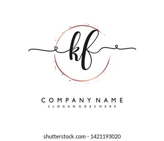 initials letter KF handwriting logo vector template