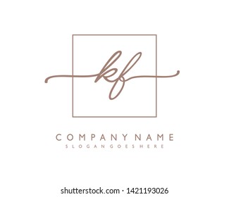 initials letter KF handwriting logo vector template