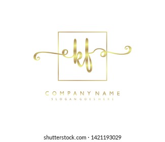 initials letter KF handwriting logo vector template