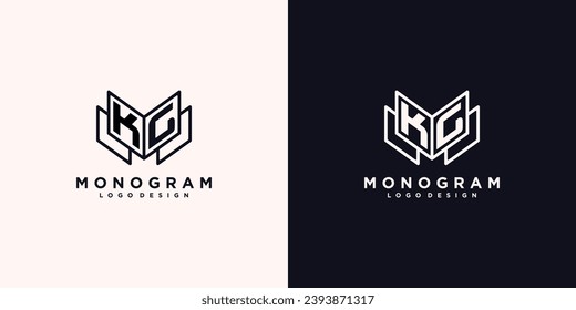 Initials letter KG book study monogram icon line art design vector illustration