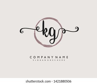 initials letter KG handwriting logo vector template