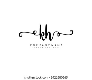 initials letter KH handwriting logo vector template