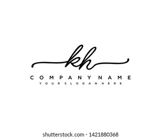 initials letter KH handwriting logo vector template