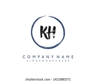 initials letter KH handwriting logo vector template