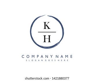 initials letter KH handwriting logo vector template