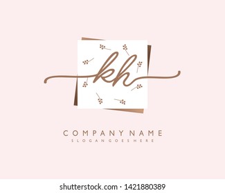 initials letter KH handwriting logo vector template