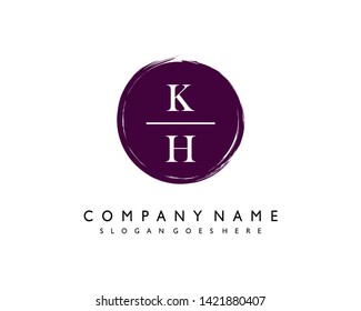 initials letter KH handwriting logo vector template
