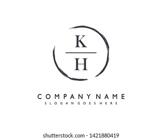 initials letter KH handwriting logo vector template