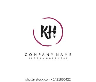 initials letter KH handwriting logo vector template