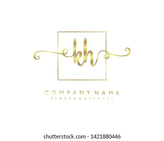 initials letter KH handwriting logo vector template