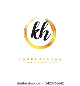 initials letter KH  handwriting logo vector template