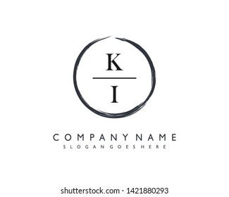 initials letter KI handwriting logo vector template