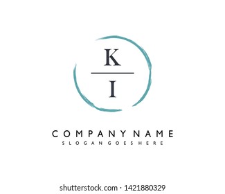 initials letter KI handwriting logo vector template