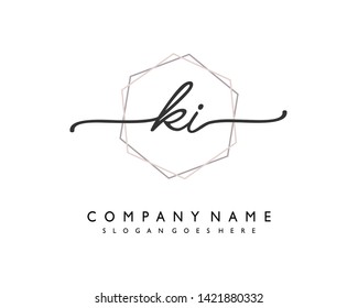 initials letter KI handwriting logo vector template