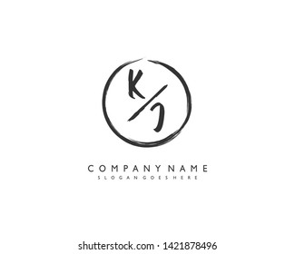 initials letter KJ handwriting logo vector template