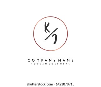 initials letter KJ handwriting logo vector template