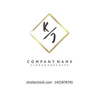 initials letter KJ handwriting logo vector template