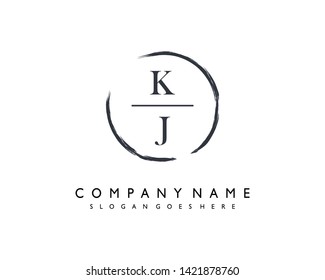 initials letter KJ handwriting logo vector template
