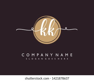 initials letter KK handwriting logo vector template
