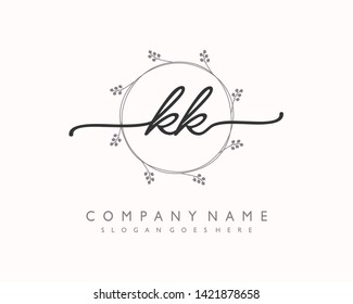 initials letter KK handwriting logo vector template