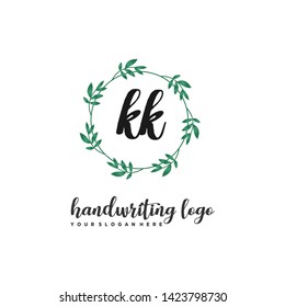 initials letter KK handwriting logo vector template