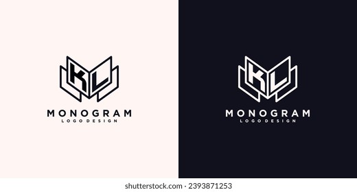 Initials letter KL book study monogram icon line art design vector illustration