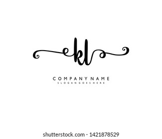 initials letter KL handwriting logo vector template