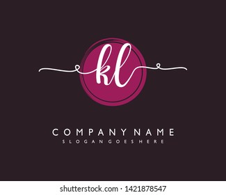 initials letter KL handwriting logo vector template