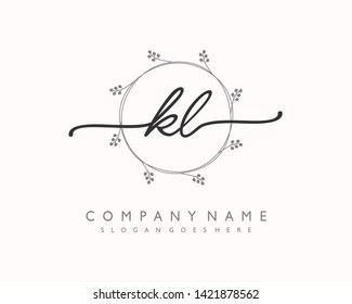 initials letter KL handwriting logo vector template