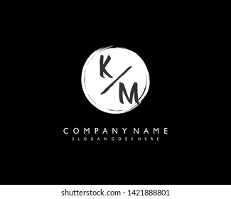 initials letter KM handwriting logo vector template