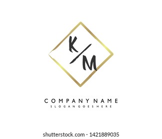 initials letter KM handwriting logo vector template