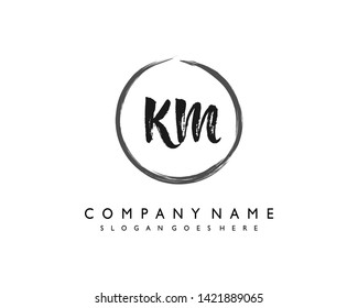 initials letter KM handwriting logo vector template